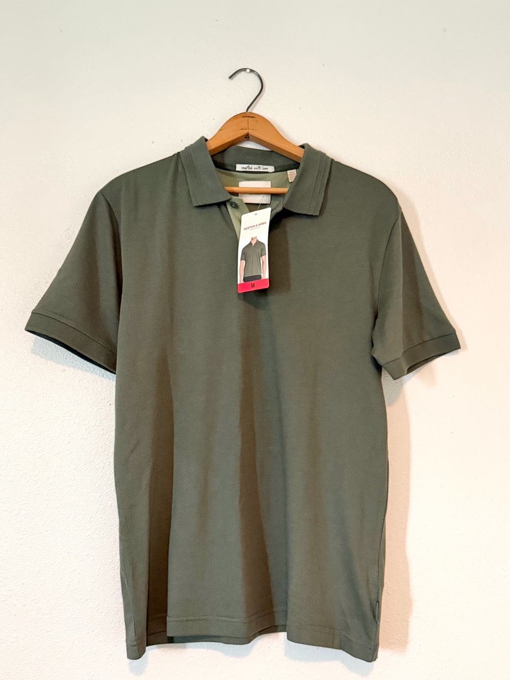 Scotch & Soda NWT sz M Men’s Short Sleeve Jacquard Polo Shirt, Green